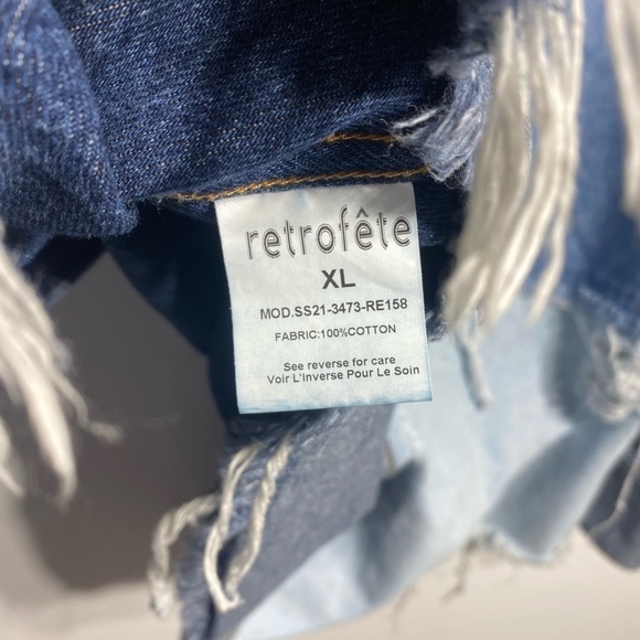 Retrofete | Perri Indigo Patchwork Jean Jacket Sz: XL - Picture 9 of 10